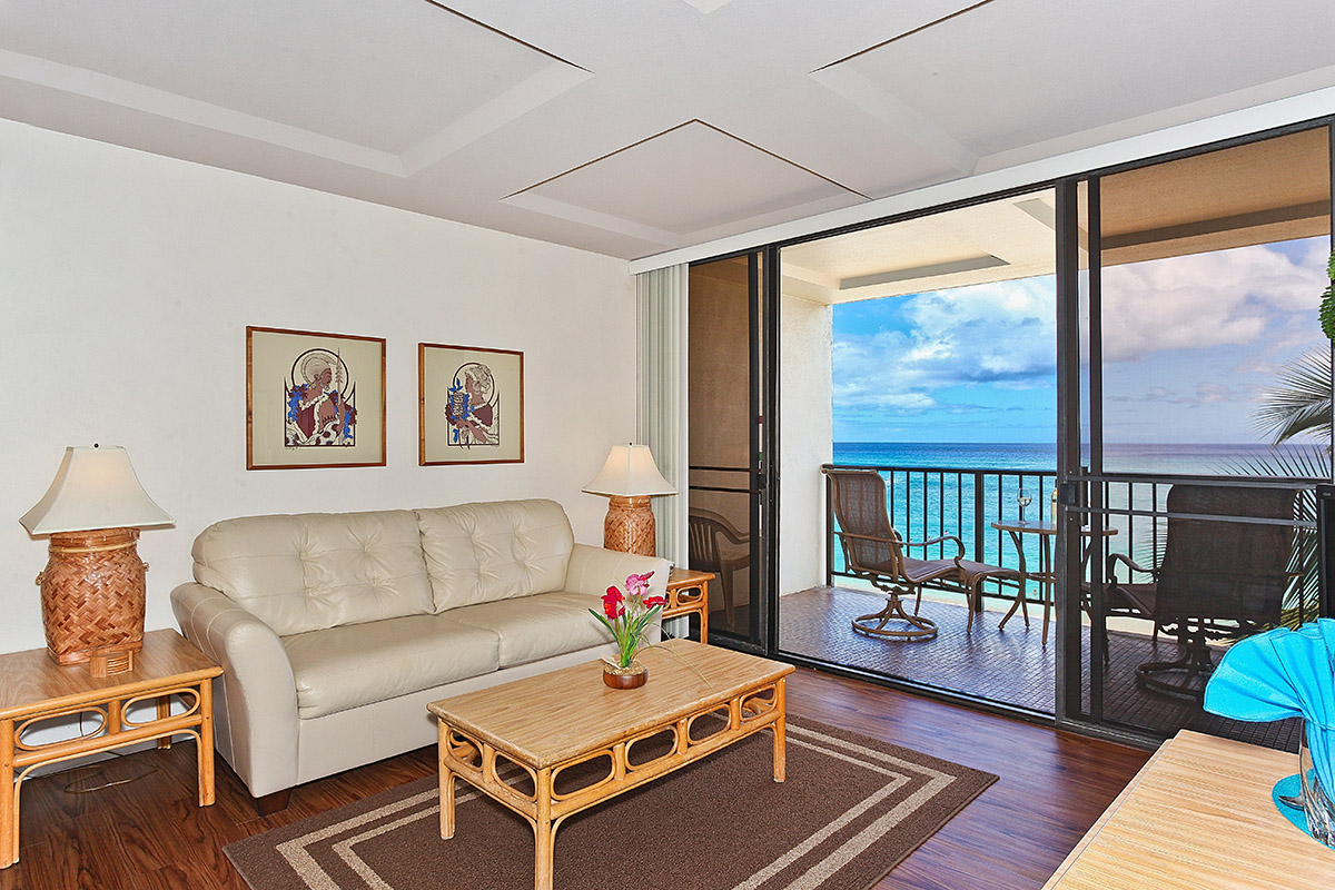 Living Room in Our Tiny House for Rent Oahu.