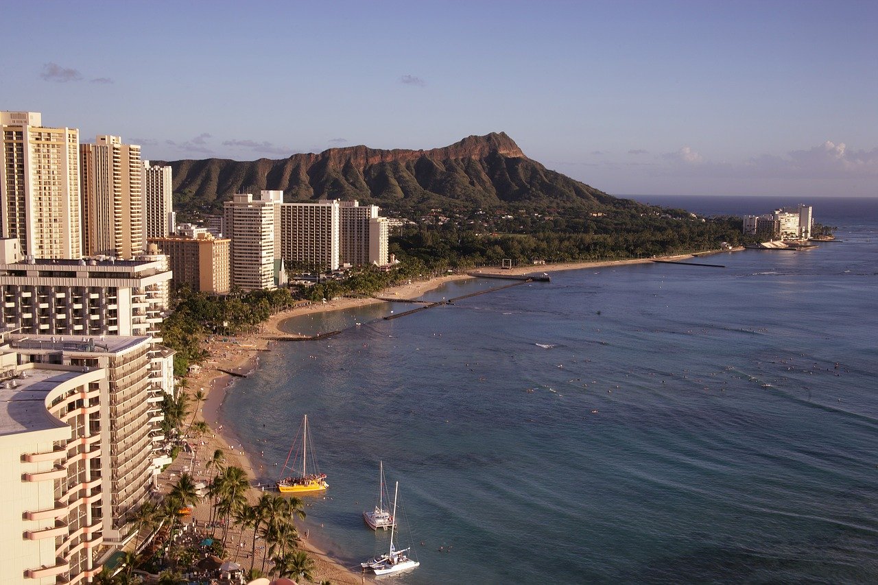 Aerial View of the Beach of Our Hawaii Rentals.