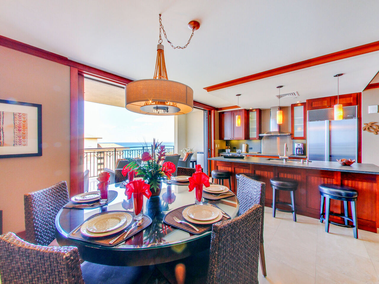The Kitchen with Ocean View in One of Our Hawaii Vacation Condos.