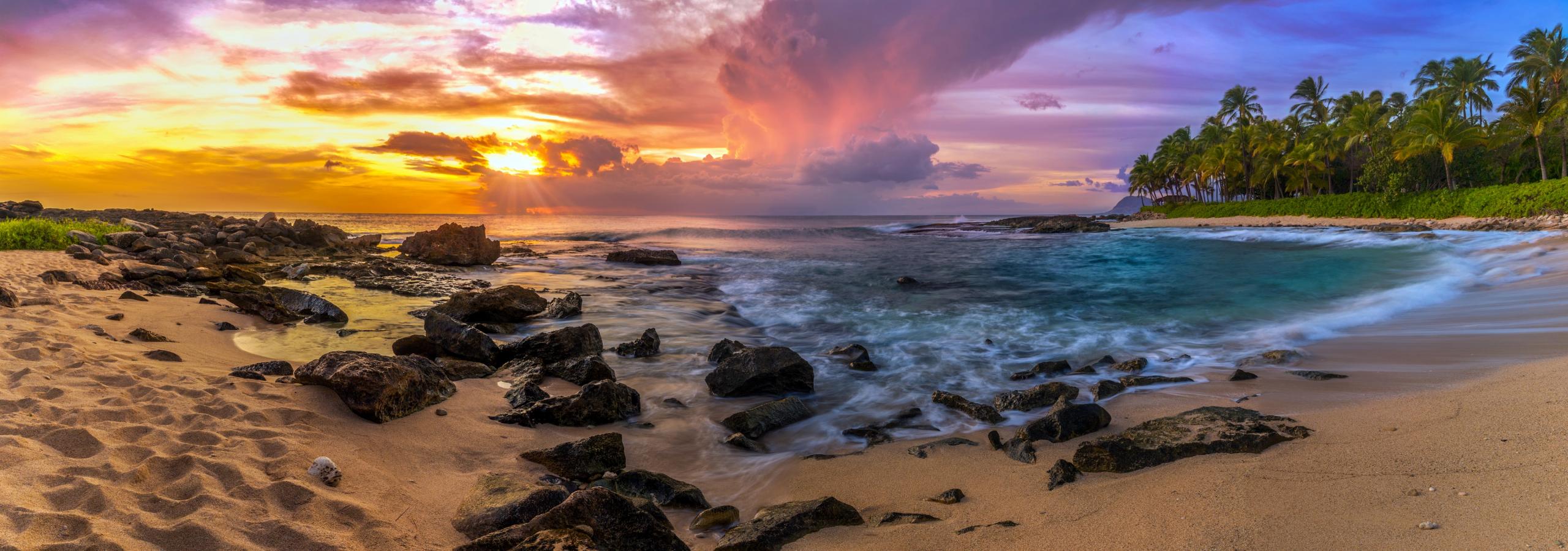 View of the Sunset on the Beach from Our Oahu Rental Properties.