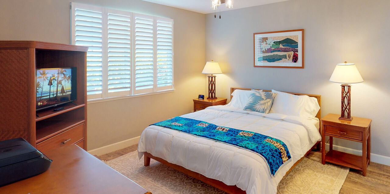 The bedroom in one of our oahu studio apartments for rent