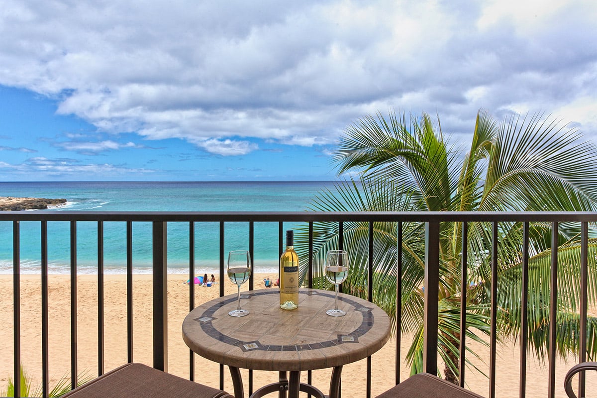 The patio of one of our 1 bedroom apartments in Oahu Hawaii